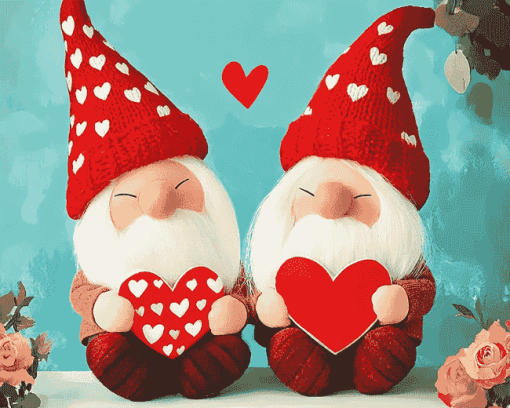 Valentine Gnome Cartoons Diamond Painting