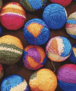 Vibrant Yarn Ball Patterns Diamond Painting