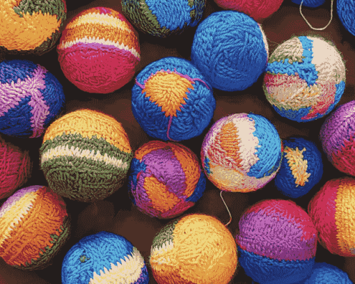 Vibrant Yarn Ball Patterns Diamond Painting