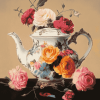 Victorian Teapot Roses Diamond Painting