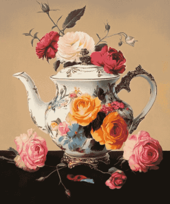 Victorian Teapot Roses Diamond Painting