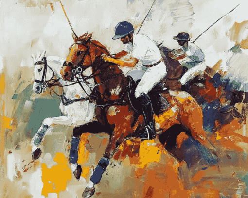 Vintage Abstract Polo Player Diamond Painting