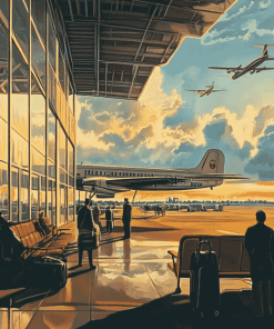 Vintage Airport Scenery Diamond Painting