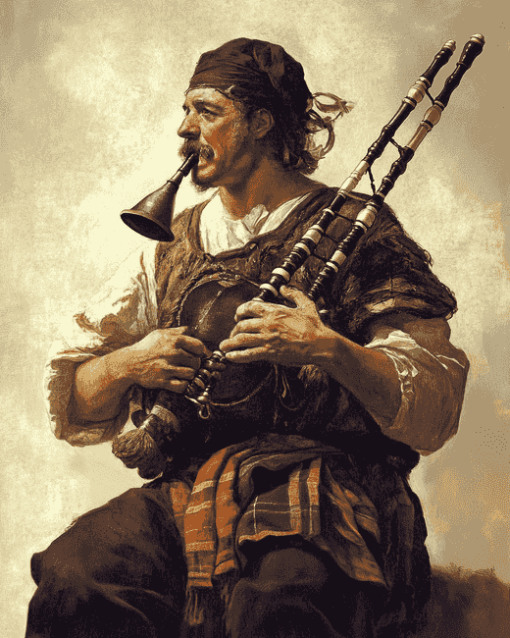 Vintage Bagpiper Diamond Painting