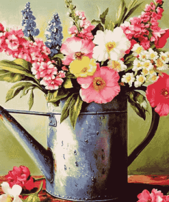 Vintage Blossoms Watering Can Diamond Painting