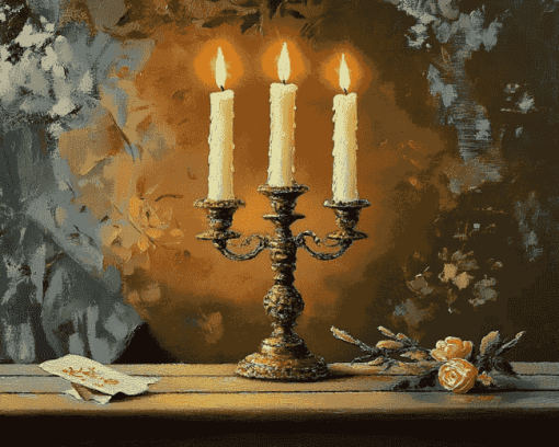 Vintage Candle Holder Artwork Diamond Painting