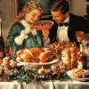 Vintage Christmas Dinner Diamond Painting