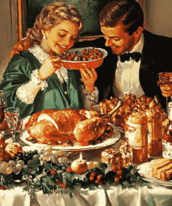 Vintage Christmas Dinner Diamond Painting