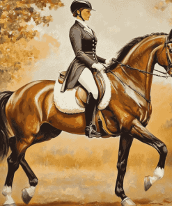 Vintage Dressage Horse Rider Diamond Painting