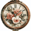 Vintage Floral Clock Diamond Painting