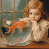 Vintage Goldfish with Little Girl Diamond Painting