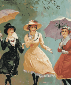 Vintage Ladies with Umbrellas Diamond Painting