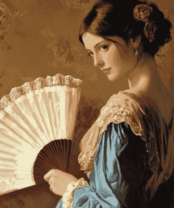 Vintage Lady Hand Fan Diamond Painting