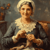 Vintage Lady Knitting Diamond Painting