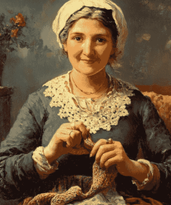 Vintage Lady Knitting Diamond Painting