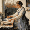 Vintage Lady Washing Dishes Diamond Painting