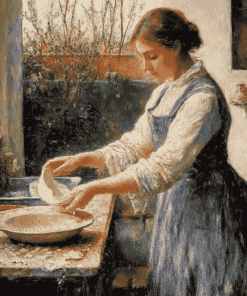 Vintage Lady Washing Dishes Diamond Painting