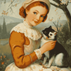 Vintage Lady with Animals Diamond Painting