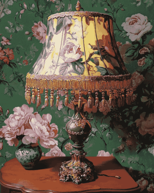 Vintage Lampshade and Floral Diamond Painting