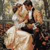 Vintage Lovers in a Romantic Garden Diamond Painting