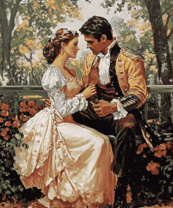 Vintage Lovers in a Romantic Garden Diamond Painting