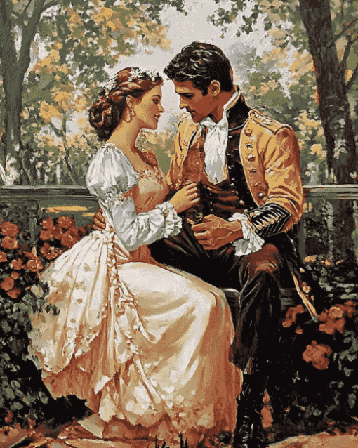 Vintage Lovers in a Romantic Garden Diamond Painting