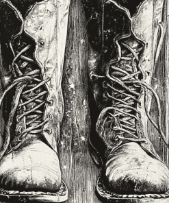 Vintage Monochrome Boots Diamond Painting