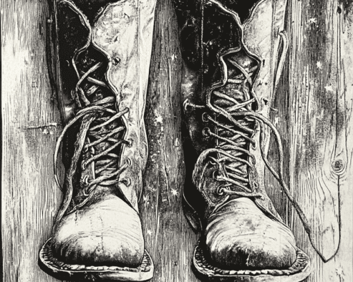 Vintage Monochrome Boots Diamond Painting