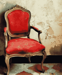 Vintage Red Antique Chair Diamond Painting