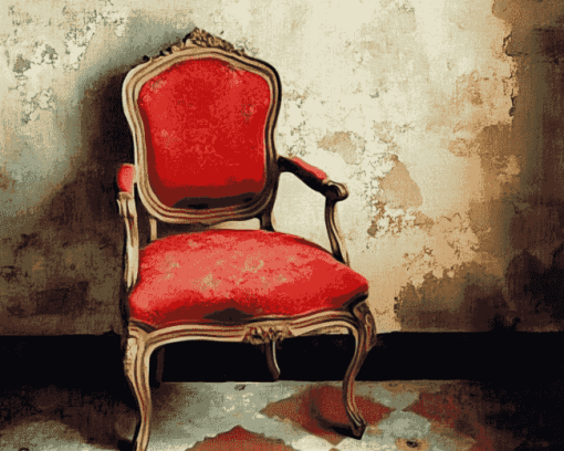 Vintage Red Antique Chair Diamond Painting