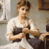 Vintage Sewing Girl Diamond Painting