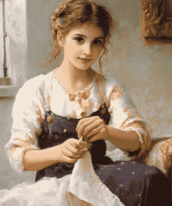 Vintage Sewing Girl Diamond Painting