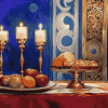 Vintage Shabbat Candles Diamond Painting