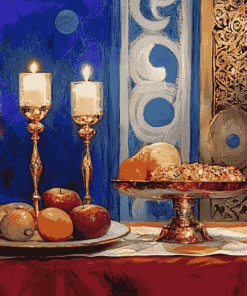 Vintage Shabbat Candles Diamond Painting