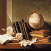 Vintage Still Life with Books and Globe Diamond Painting