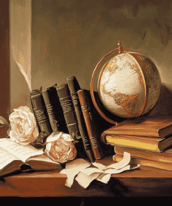 Vintage Still Life with Books and Globe Diamond Painting