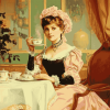 Vintage Woman Tea Time Diamond Painting