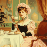 Vintage Woman Tea Time Diamond Painting