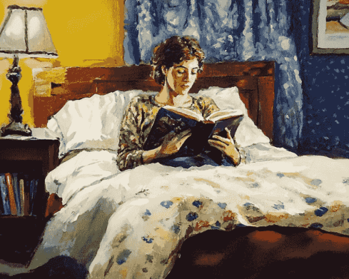 Vintage Woman in Bed Diamond Painting