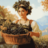 Vintage Woman with Fruit Basket Diamond Painting