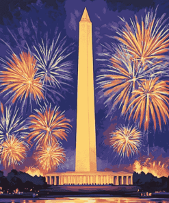 Washington Monument Fireworks Display Diamond Painting