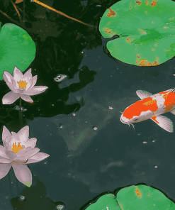 Water Lilies and Koi Fish Diamond Painting