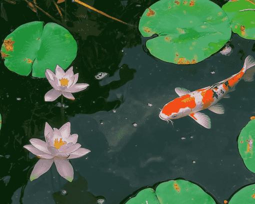 Water Lilies and Koi Fish Diamond Painting