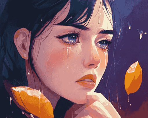 Weeping Girl Animation Diamond Painting