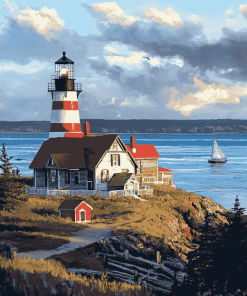 West Quoddy Head Maine Lighthouse Diamond Painting