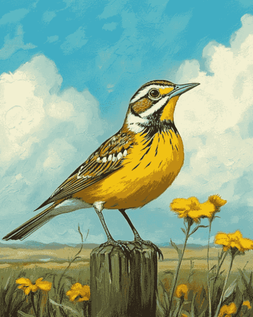 Western Meadowlark Bird Diamond Painting