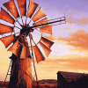 Western Windmill Landscape Diamond Painting