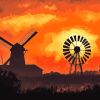 Western Windmill Sunset Diamond Painting