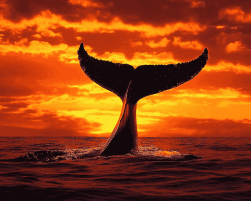 Whale Tail Silhouette Diamond Painting