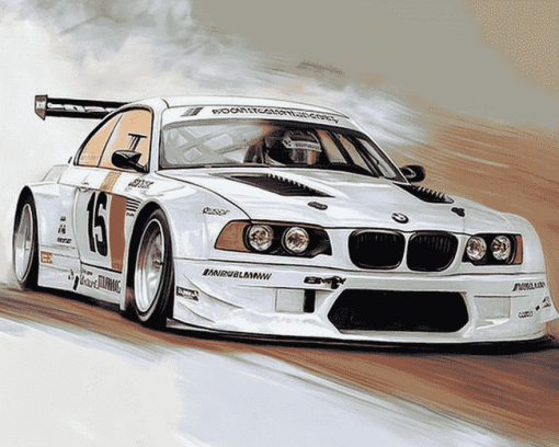 White BMW Racing Diamond Painting